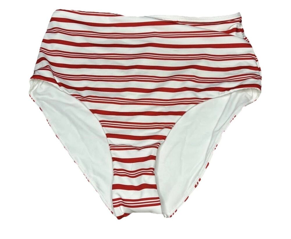 NWT Vineyard Vines Ultra High-Waisted Red & White Stripe Bikini Bottoms Large